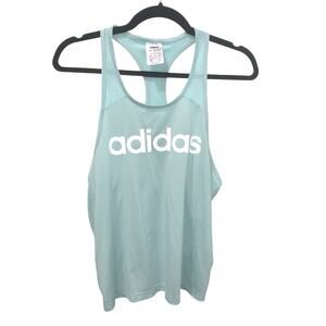 Adidas Women’s Light Blue Racerback Tank Top – Mesh Back, Athletic Fit, Size M
